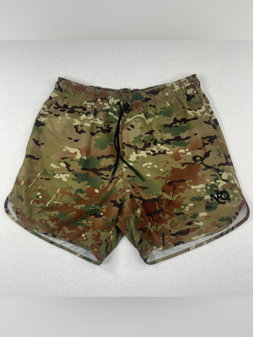 NFQ Camo Shorts Men Size Large Green Performance Athletic Gym Workout 5.5 Inseam